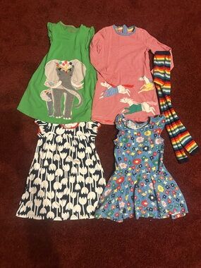 Hanna Andersson Girls Mix & Match Dress Lot - Green, Red, Blue, Black